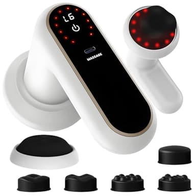 BLOGLOER Appareil de Masseur Anti Cellulite avec 6 Niveaux Réglables et 3 Modes de Travail, Drainage Lymphatique Électrique avec 5 Têtes de Massage et 1 Coussin de Tête