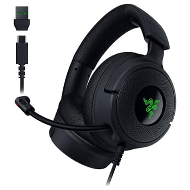 Razer Kraken V4 X - Casque de Jeu Filaire (Drivers Triforce 40mm, Micro cardioïde rétractable, Son Surround 7.1, Chroma RGB, pour PC - Console et téléphones Via USB-C) Noir