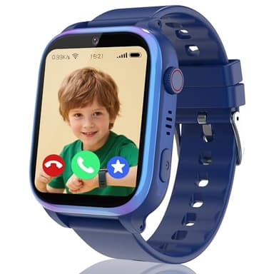 4G Montre Connectée Enfant, Montre GPS Enfant Filles Garçons avec Téléphone, SOS, WiFi, Appels/Vidéo/Chat Vocal, IP68 Jeux Réveil, Mode École,Montre Intelligente Enfants Cadeau(Bleu+4G Appel+GPS)