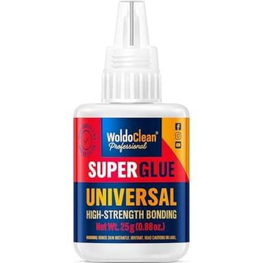 WoldoClean Super Glue Extra Forte 25g - Liquide, Résistante à l'eau & Chaleur, Colle Universelle pour Plastique, Céramique, Caoutchouc & Métal, Avec Aiguille Anti-Séchage