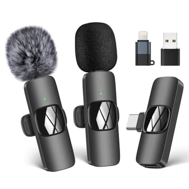 Micro Cravate sans fil pour iPhone/Telephone Android/Ordinateur Portable, Microphone à revers USB C pour enregistrement vidéo, Vlogging, TikTok, YouTube, Réduction du bruit, clip Plug-Play sur Micro