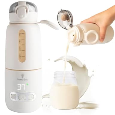 Chauffe Biberon Nomade Avec Chargeur Complet – Température Réglable 37-55°C – Rapide (2.55 Min) – Chauffe Biberon Portable Lait & Eau – Utilisation Voiture & Voyage – Sans BPA – Reveal Baby
