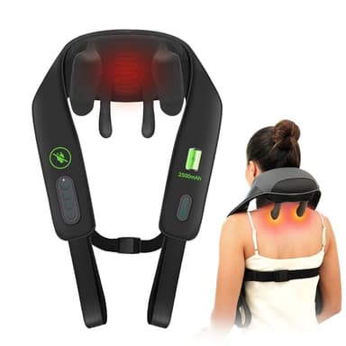 Snailax Masseur de Cou sans Fil amélioré avec Chaleur, 4D Shiatsu Appareil de Massage électrique pour Nuque Cou Cervical Épaules Dos avec massage par pétrissage, Cadeaux pour Hommes Femmes