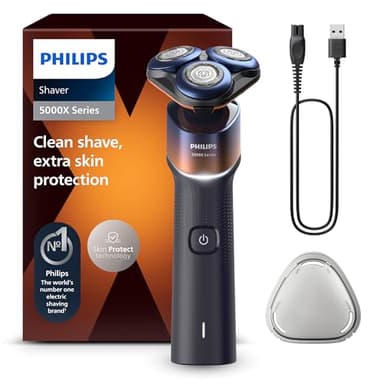 Philips 5000X Series - Rasoir électrique 100 pourcent étanche, Technologie SkinProtect, Tête flexible à 360°, Charge rapide, Capot de protection, Orange, modèle X5012/00