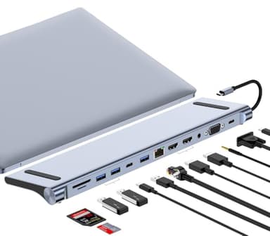 Station d'accueil pour Ordinateur Portable Support D'ordinateur Portable avec HBU 12-en-1 Docking Station vers Dual Displayport HDMI Peut être Utilisé comme Support D'ordinateur USB Driver Lecteur