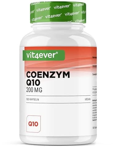 Coenzyme Q10 avec 200 mg par gélule - 180 gélules vegan - 6 mois de réserve - Q10 de haute qualité - hautement dosé, sans additifs inutiles