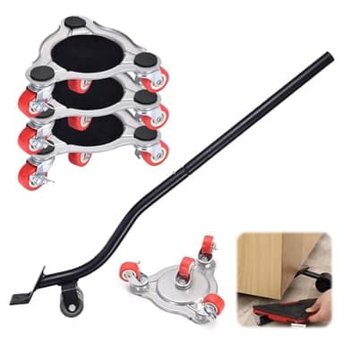 Kit de Déplacement de Meubles à roulettes, Chariot et Lève-Meubles Améliorés, roulettes Pivotantes à 360°, 400 kg, Patins Professionnels pour Canapé, Machine à Laver, Garde-Robe, Réfrigérateur, Piano