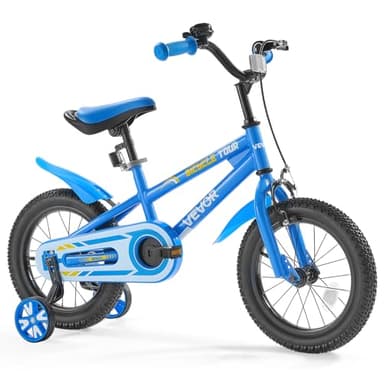 VEVOR Vélo Enfant 90-115 cm, Style BMX, avec Roues Stabilisatrices Amovibles, Selle Réglable, Facile à Monter, Frein à Main et à Pied, Vélo pour Tout-Petits, Garçons, Filles, Débutants 3-6 Ans, Bleu