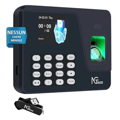 NGTeco Pointeuse Horaire Personnel pour Les organisations de Moins de 1000 employés, avec calcul Automatique, Horloge biométrique à Empreintes digitales AS10 avec USB 8 GB (Français)