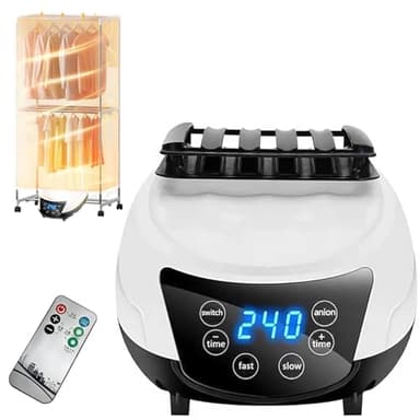 Sèche Linge Electrique Portable,2200W Sechoir a Linge Chauffant avec Télécommande,Timing à Quatre Vitesses(60/120/180/240min),Sèche-Linge Muet pour Maison,Buanderie,Appartement (B)