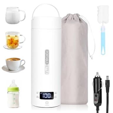 Dreamhigh® Bouilloire de Voyage, 500ml Mini Bouilloire Electrique, 96 W Petite Bouilloire Electrique, Chauffe Eau Portable pour Café, Lait, Thé Voiture (12V)
