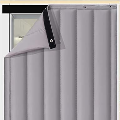 Thermique Isolation Phonique Rideau De Porte, Épaissir PU Panneaux Imperméable Rideau De Partition De Climatiseur Chambre à Coucher De Salon-Gris Argent 80x200cm(31x79inch)