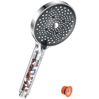 Pommeau de Duche, YEAUPE PRO Pommeau de Douche Economie Deau, Pommeau de Douche Anti calcaire Grand (130mm de diamètre), Pommeau de Douche Haute Pression avec 6 types de jets, Chrome