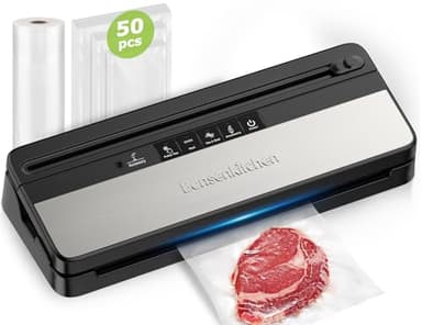 Bonsenkitchen Machine Sous Vide Alimentaire, Machine Sous Vide Multifonction avec 50 sacs sous vide et 1 rouleau sous vide, Coupe-aliments intégré, Travail continu à grande vitesse, VS3016