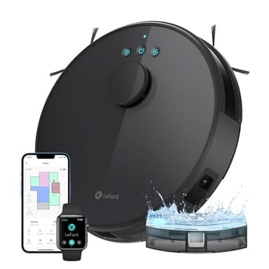 Lefant Robot Aspirateur Laveur 4000Pa Aspiration, Navigation LiDAR, Cartographie Multi-étage, Zones Virtuelles, Aspirateur Robot Connecté Alexa/APP/WiFi, Idéal pour Poils d'animaux Tapis Sols Durs