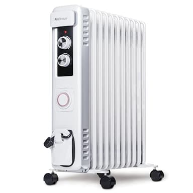Pro Breeze Radiateur bain d'huile 2500W, 11 éléments - Radiateur électrique mobile - Chauffage avec Minuterie 24 heures intégrée, 3 niveaux de chaleur, thermostat réglable, arrêt de sécurité