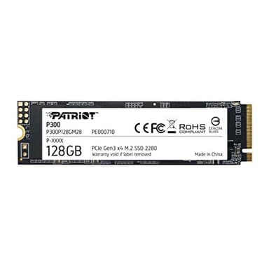 Patriot P300 M.2 PCIe Gen 3 x4 128Go SSD a Basse Consommation - P300P128GM28 - Lecture Allant Jusqu’à 1600 Mo/s et des Vitesses d’Ecriture Allant usqu’à 600 Mo/s