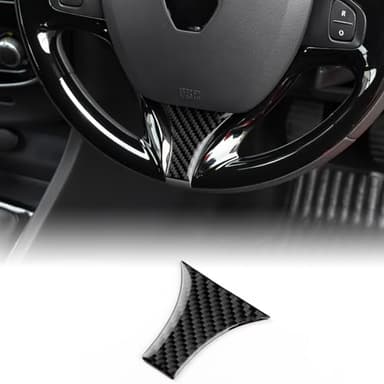 KUNGKIC Autocollant de Menton de Volant de Voiture en Fibre de Carbone véritable pour Renault Clio 4 Mk4 IV 2013 2014 2015 2016 2017 2018 Accessoires de décoration d'intérieur (Type B, Noir)