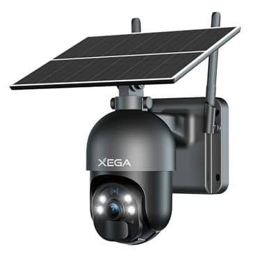 Xega 3G/4G LTE caméra de sécurité extérieure sans Fil à énergie Solaire, inclinable à 355°/95°,2K capteur de Mouvement PIR, Vision Nocturne, Conversation bidirectionnelle, Carte SIM Incluse.