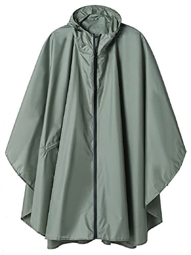 SaphiRose PONCHO Imperméable Poncho avec Capuche Zip pour Adulte Vert, Taille unique