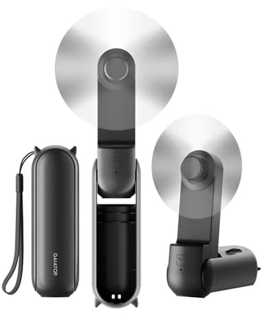 GAIATOP Mini ventilateur portable 3 en 1 [temps de refroidissement max. 17 h] avec batterie externe, rechargeable par USB pour voyage, concerts, maquillage, cadeaux d'été pour femmes et filles Noir