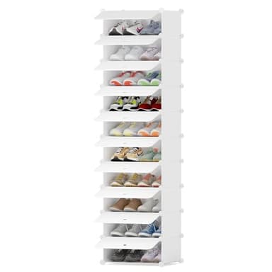 HOMIDEC Meuble Chaussure, 10 Niveaux Meuble à Chaussure pour 20 Paires, Rangement Chaussure Chaussure Entree pour Entrées, Chambres et Couloirs, Blanc