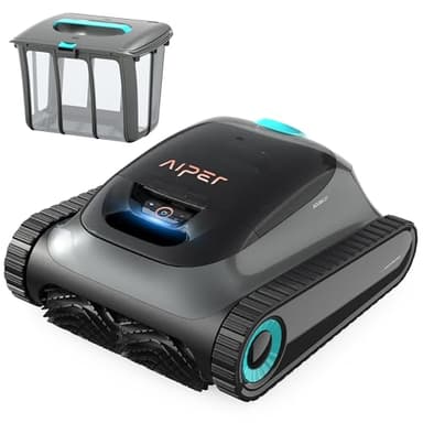 AIPER Robot de Piscine sans Fil, Robot Aspirateur Piscine Fond et Parois, WavePath Navigation 2.0, Nettoyage Périodique, 150 Minutes de Fonctionnement, pour Les Piscines Enterrées Jusqu'à 150㎡ (Gris)