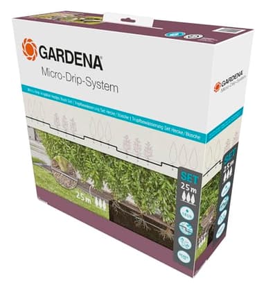 Gardena Micro-Drip System Kit d'irrigation goutte à goutte pour haie/arbustes (25 m): kit de démarrage prêt à l'emploi, système d'irrigation économe en eau (13500-20)