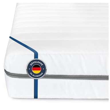 BMM Matelas 200x200 cm Classique XXL, degré de dureté H4 Extra Ferme/Matelas en Mousse Froide certifié Öko-Tex/Ergonomique, 7 Zones, épaisseur 12 cm/Matelas de Conception Allemande.