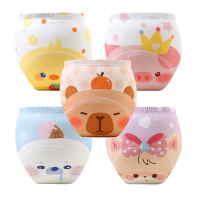 Aolso Culotte Apprentissage Propreté Garcon, 5PCS Fille Culotte d'apprentissage Enfant Lavable, Enfants pour Filles et Garçons pour Bébé 1-5 Ans, Style D - 100