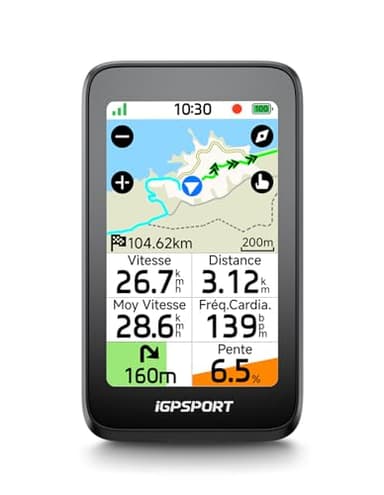iGPSPORT BiNavi Air Compteur Velo sans Fil, 3" Tactile HD Navigation Vocale & Carte Prédiction de Virage sécurisée iClimb 3.0, 30h Compteur Velo GPS