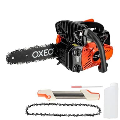 Tronçonneuse élagueuse thermique - Cylindrée 25,4cm³ - Guide chaine 10 pouces 25,4cm - 2 chaînes - Porte lime 2en1