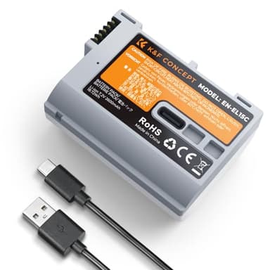 K&F CONCEPT EN-EL15C Batterie 2600mAh USB C 2.5H Chrage Rapide Batterie EN-EL15 Compatible avec Nikon Z8, Z7, Z6, Z7ii, Z6ii, Z6iii, Zf, Z5, D850, D810, D810A, D780, D750, D610, D500, D7500, D7200