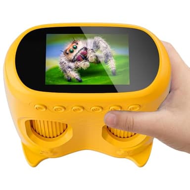 2en1 Microscope Numérique pour Enfants et Jumelles Enfant, Temodu IPS 4K 2.0 Pouces Microscope Enfant, Télescope Rechargeable 8 Lumières LED, Sciences de Plein air pour Les 3 Ans et Plus (Orange)