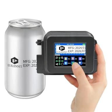 Eurannit Imprimante àJet d’Encre Portative XMINI 12,7 mm, Mini imprimante de Codage pour Codage de Texte, QR Code, numéro de lot, Logo, Date – Encre séchage Rapide 42 ML, Noir