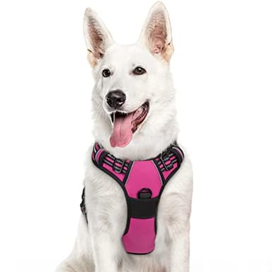 Eagloo Harnais Chien, Harnais Anti Traction pour Chien Réfléchissant Réglable, Facile à Mettre, avec Poignée Contrôle, Arnet pour Chiens Solide, Harnet pour Chiens Moyen et Grand, Rose Rouge, XL