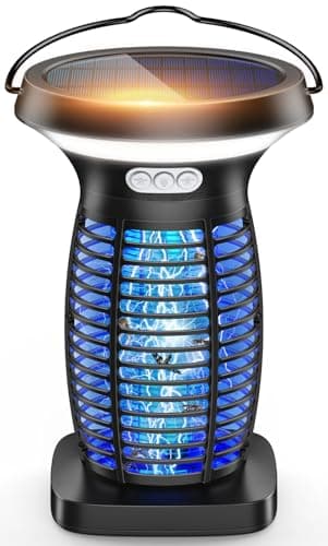 Dnenellr Lampe Anti Moustique, 3500V Anti Moustique Extérieur Solaire électrique, LED 2-EN-1 Lumière UV lampe Anti Moustique Intérieur, USB Étanche Tueur d'Insectes pour Bureau Cuisine Jardin Terrasse