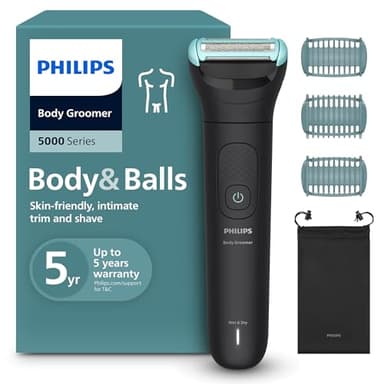 Philips Bodygroom série 5000 - tondeuse pour hommes avec système de rasage Triple protection, taille des poils et rasage des zones intimes, 100% étanche, autonomie de 100 min, modèle BG5470/15