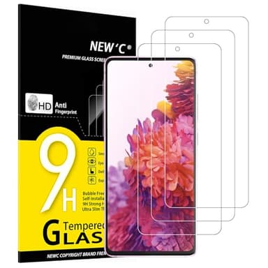 NEW'C Lot de 3, Verre Trempé pour Samsung Galaxy S20 FE / S20 FE 5G, Film Protection écran -sans Bulles d'air -Ultra Résistant (0,33mm HD Ultra Transparent) Dureté 9H Glass