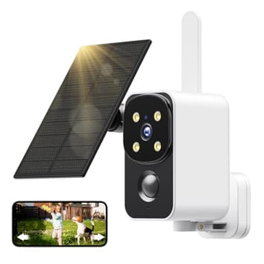 PESAIR Rotation à 180° Caméra Surveillance WiFi Exterieure sans Fil Batterie - 2K Camera Surveillance WiFi avec Panneau Solaire, Vision Nocturne Couleur, PIR Détection Mouvement, 2,4 GHz