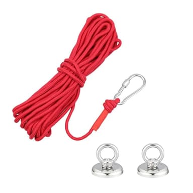 HSUYUN 2 Pieces Aimant Peche, 36 mm Peche A L'aimant, 46 Kg Aimant Neodyme Super Puissantavec Anneau, Crochet Aimanté Puissant Avec Corde, Pour Garage, Bateau De Croisière