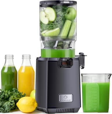 LINKChef Extracteur De Jus de Fruits et Légumes Entiers, 130MM Calibre et 1.8L Capacité Centrifugeuse, 250W Slow Juicer Machine Avec Fonction Inverse, Facile à Installer et à Nettoyer, Sans BPA, Noir