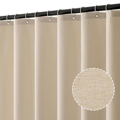MIULEE Rideau de Douche en Lin texturé 120x180 cm Beige Clair, Hôtel de Luxe Lourd Rideau de Douche imperméable, Anti-moisissure Tissu Lavable Rideau de Bain pour Salle de Bain avec 8 Anneaux