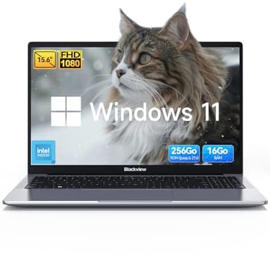 Blackview 15,6 Pouces Ordinateur Portable, N150(Supérieur N95/N97) Jusqu’à 3,6GHz, 16Go RAM 256Go SSD Notebook, Écran FHD IPS, Filtre Lumière Bleue, 100W Type-C, Windows 11, Bluetooth, WiFi 5,QWERTY