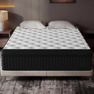 Matelas 160x200 cm | Hybride Matelas à Ressorts ensachés | Épaisseur 25 cm | Mousse a Memoire de Forme Haute Densite | Durable & Respirant | Matelas 2 Places | Fermeté Moyenne | Certifié Oeko-TEX