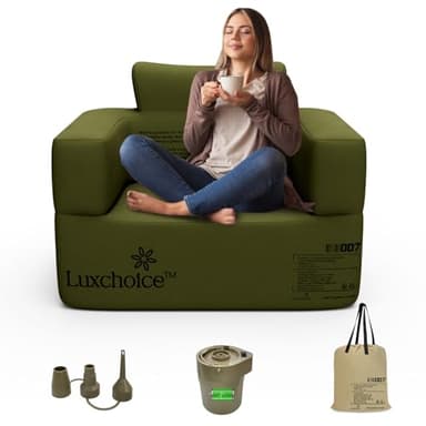 Luxchoice Canapé Gonflable Convertible 1 Place avec Pompe Portable Détachable USB Fauteuil de Camping Gonflable Exterieur Adaptée au Camping aux Fêtes en Terrasse aux Concerts Air Sofa Couch