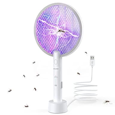 PALONE Raquette Electrique Insectes Raquette Moustique Electrique 4000V Rechargeable Via USB, Tuer Moustiques et Insectes Volants, Anti Moustique Intérieur et Extérieur (1PC)