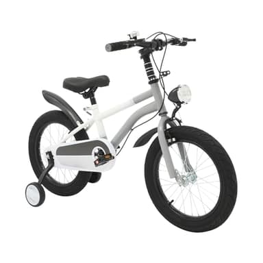 BJTDLLX Vélo pour enfant de 16 pouces pour les enfants de 5 à 8 ans, hauteur ajustable, vélo pour enfant avec lumière et roues stabilisatrices, 3 roues, capacité de charge de 60 kg (gris)