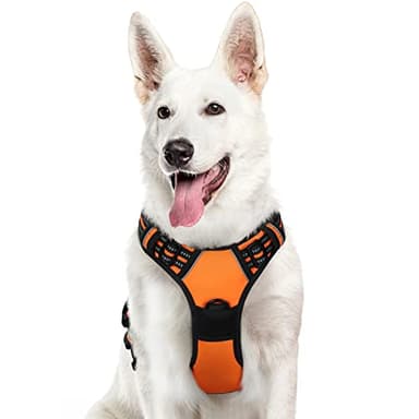 Eagloo Harnais Chien, Harnais Anti Traction pour Chien Réfléchissant Réglable, Facile à Mettre, avec Poignée Contrôle, Arnet pour Chiens Solide Respirant, Harnet pour Chiens Moyen et Grand, Orange XL