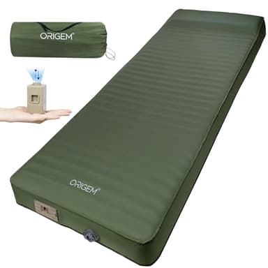 Origem Matelas Autogonflant en Mousse avec Pompe Électrique, 10cm Matelas Camping Extra Épais, Facile à Gonfler et à Dégonfler, Convient à 4 Saisons, Adapté au Camping, à la Maison et au Voyage